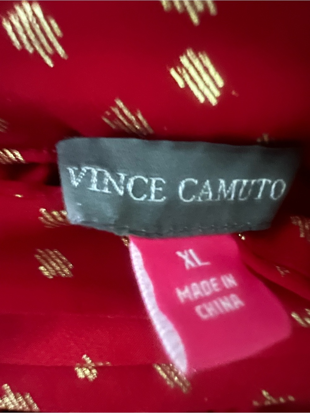Vince Camuto Red Blouse with Gold Details, Ruffled Wide Sleeves Size. XL - Picture 2 of 8